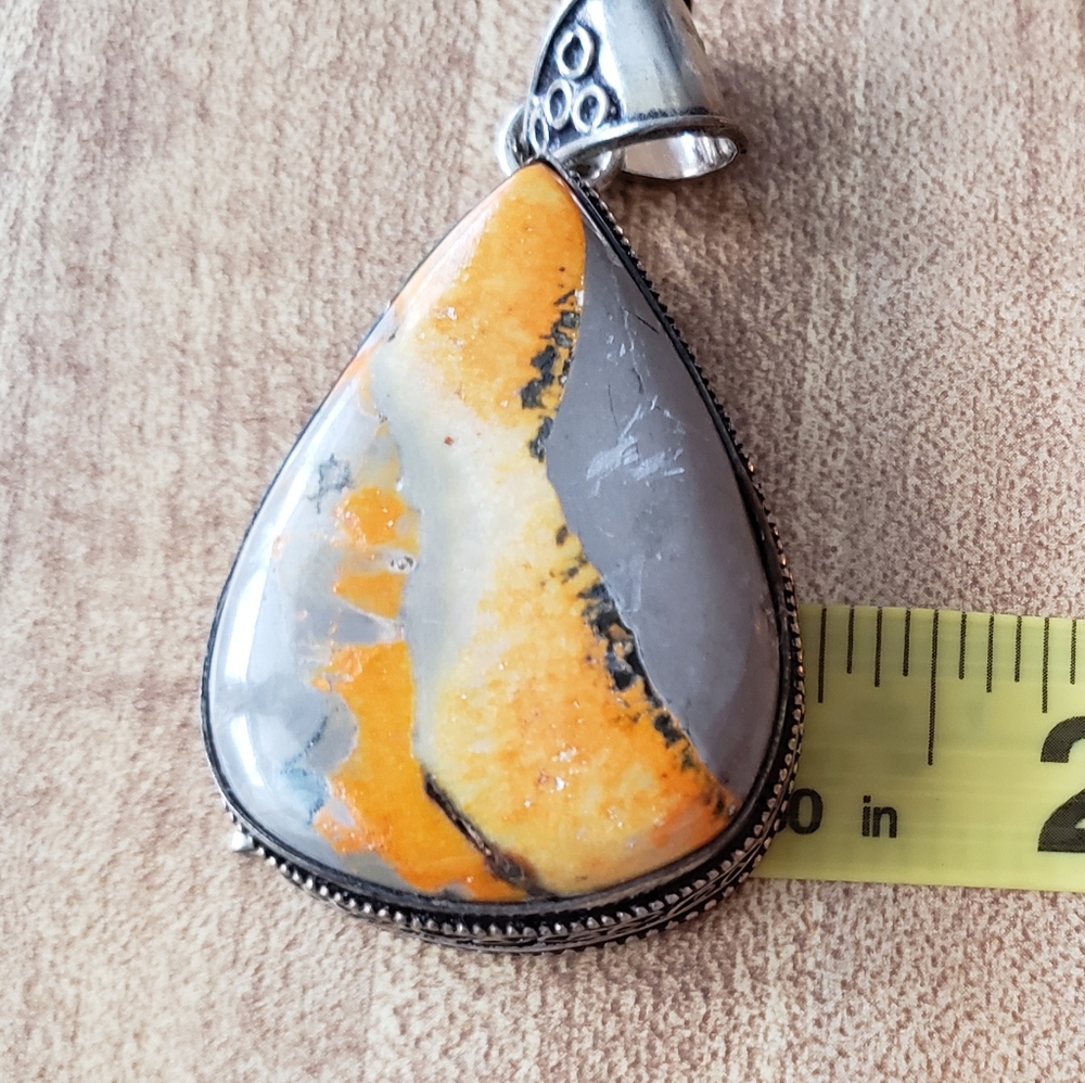 Sterling Silver Bumblebee Jasper Stone Pendant - image 6